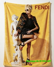 Fendi Yellow Background Fur Fashion Flannel Throw Blanket IMG_9633